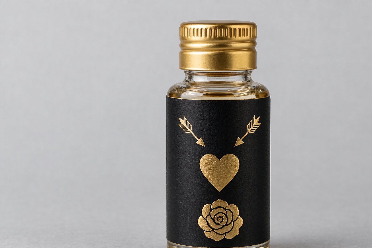 Small bottle printed with a ukiyo-e wave design