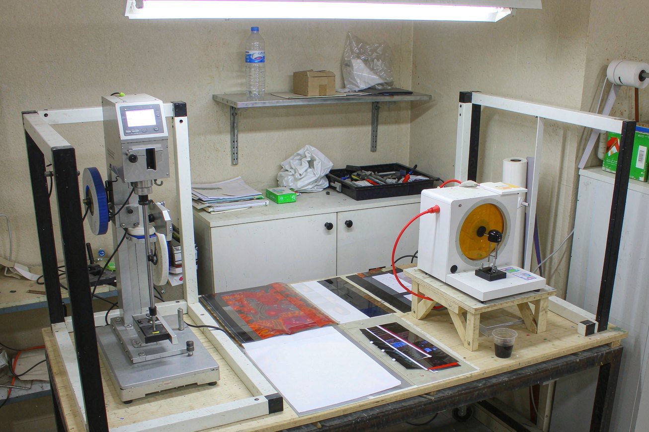Release force tester and spectrophotometer in the testing lab